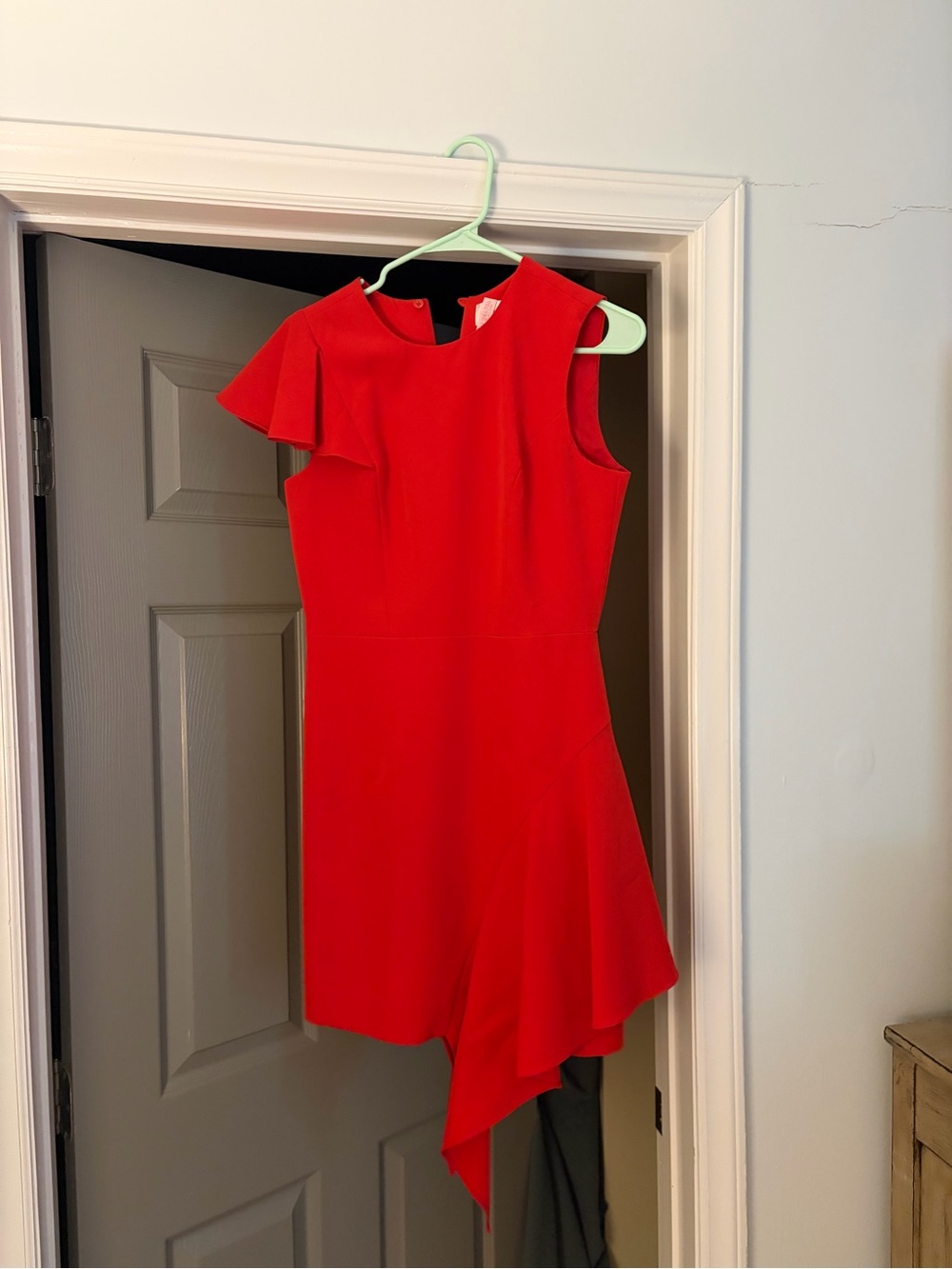 Milly Red Asymmetrical Ruffle Sleeveless Dress